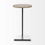 Ballatine 15L x 15W x 27H Brown Wood Round Top w/ Black Metal Base Accent Table