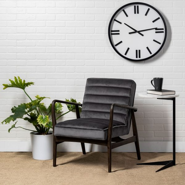 Ballatine II 15L x 15W x 27L White Marble Round Top White w Black Metal Base Accent Table 2