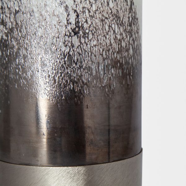 Baltic I Tall White Brushed Silver Metal Bottom Glass Vase 5