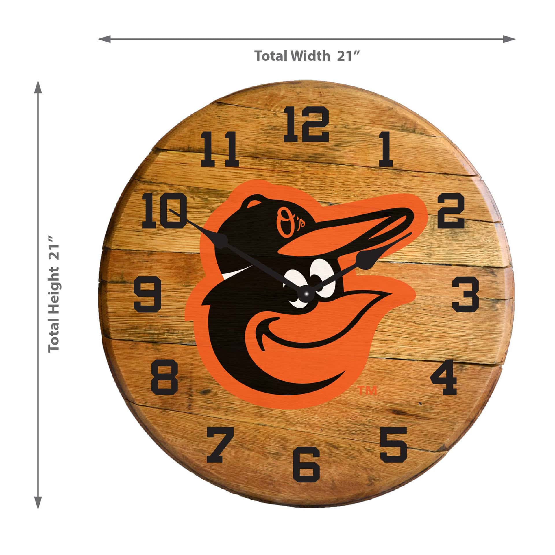 Baltimore Orioles Oak Barrel Clock Officially Licensed MLB 3 Baltimore Orioles Oak Barrel Clock Officially Licensed MLB - Image 3