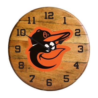 Baltimore Orioles Oak Barrel Clock Officially Licensed MLB