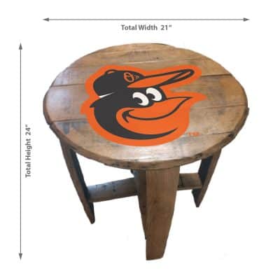 Baltimore Orioles Oak Whiskey Barrel End Table MLB Licensed