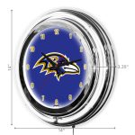 Baltimore Ravens 14" Neon Chrome Clock NFL Officially Licensed