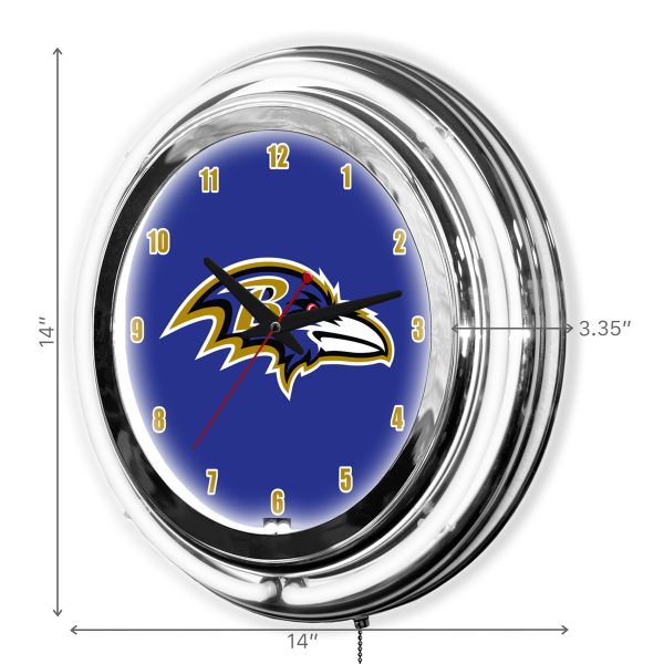 Baltimore Ravens 14 Neon Chrome Clock NFL Officially Licensed 2