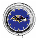 Baltimore Ravens 14" Neon Chrome Clock NFL Officially Licensed