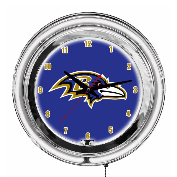Baltimore Ravens 14 Neon Chrome Clock NFL Officially Licensed 3