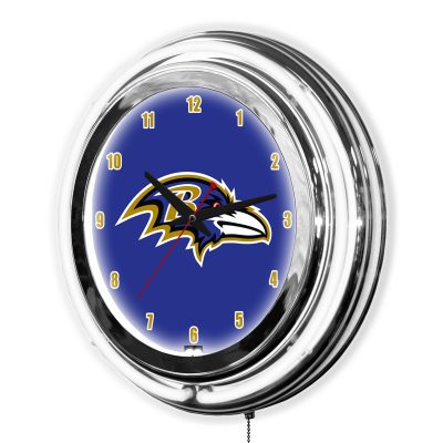 Baltimore Ravens 14" Neon Chrome Clock NFL Officially Licensed