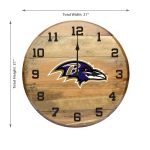 Baltimore Ravens Authentic Oak Whiskey Barrel Clock