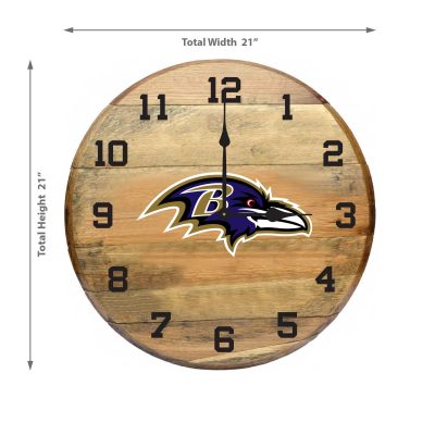 Baltimore Ravens Authentic Oak Whiskey Barrel Clock