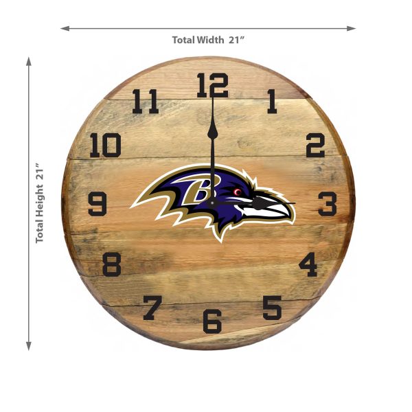 Baltimore Ravens Authentic Oak Whiskey Barrel Clock