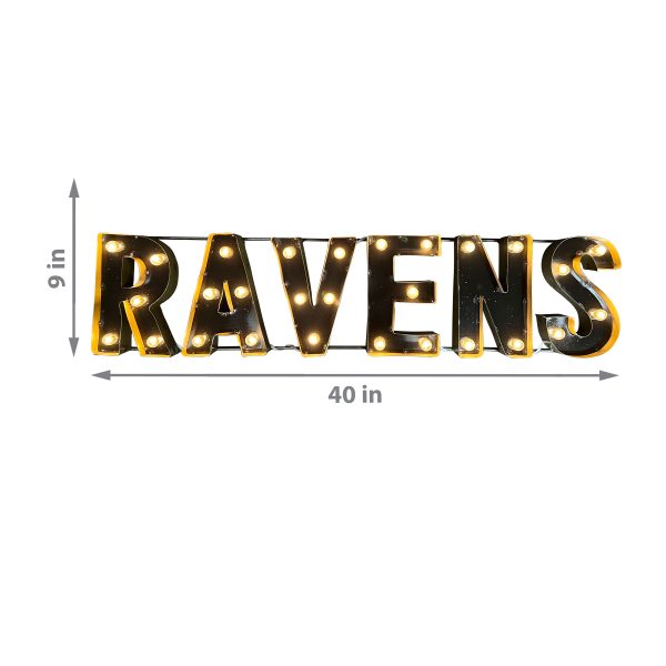 Baltimore Ravens Lighted Recycled Metal Wordmark NFL Logo Sign 1