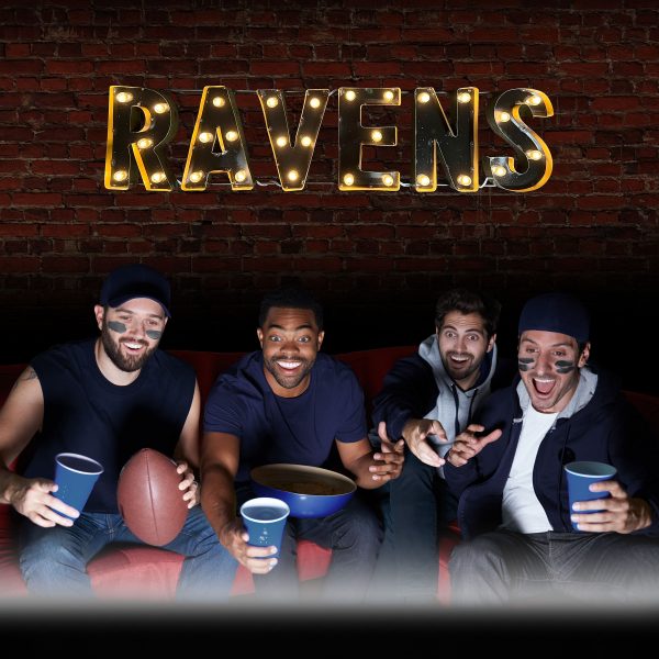 Baltimore Ravens Lighted Recycled Metal Wordmark NFL Logo Sign 2