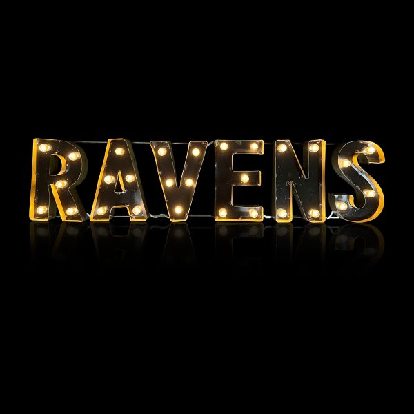 Baltimore Ravens Lighted Recycled Metal Wordmark NFL Logo Sign 3