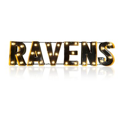 Baltimore Ravens Lighted Recycled Metal Wordmark NFL Logo Sign