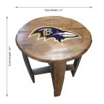 Baltimore Ravens NFL Authentic Oak Whiskey Barrel Table Made USA