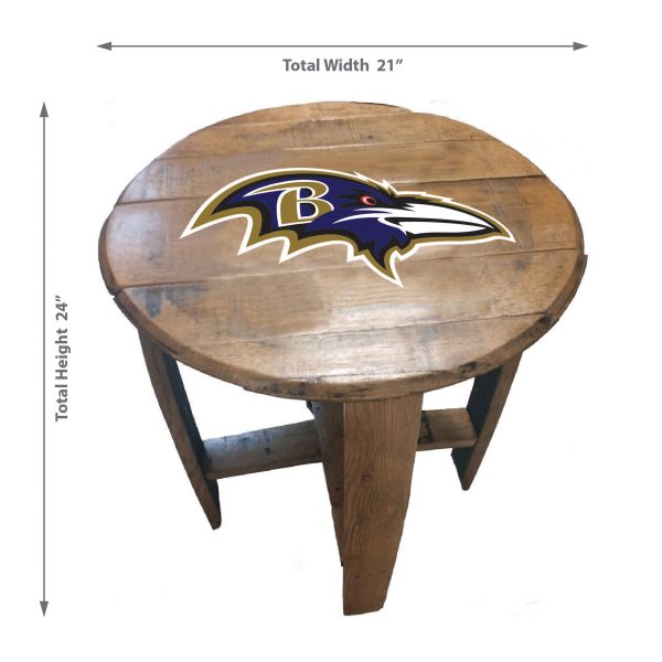 Baltimore Ravens NFL Authentic Oak Whiskey Barrel Table Made USA 1