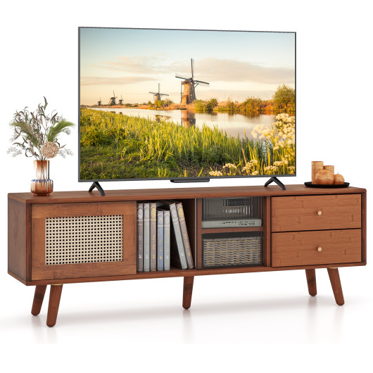 Bamboo TV Stand with Storage for TVs up to 65 Inch 12 Bamboo TV Stand with Storage for TVs up to 65 Inch - Image 12