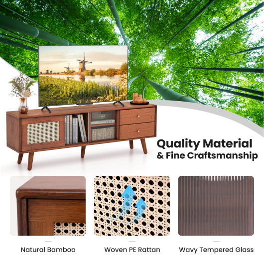 Bamboo TV Stand with Storage for TVs up to 65 Inch 14 Bamboo TV Stand with Storage for TVs up to 65 Inch - Image 14