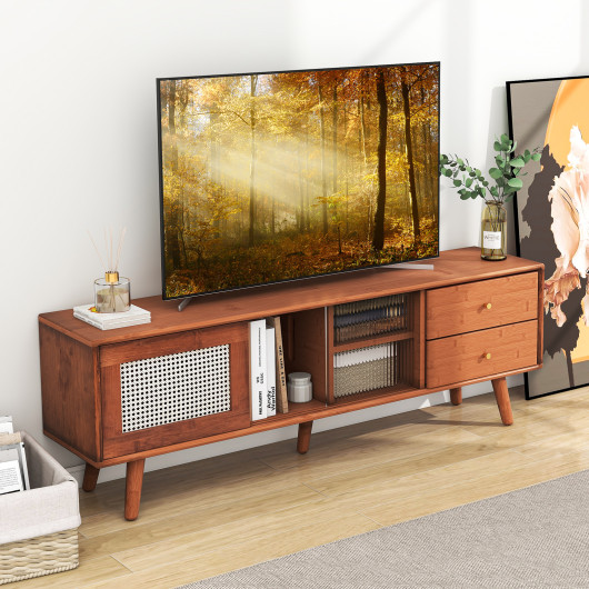 Bamboo TV Stand with Storage for TVs up to 65 Inch 9 Bamboo TV Stand with Storage for TVs up to 65 Inch - Image 9