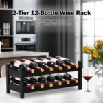 Bamboo Wine Rack Holds 12 Bottles with Space-Saving Design