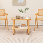 Bamboo Side Table with Glass Top and Rattan Shelf 8 Bamboo Side Table with Glass Top and Rattan Shelf