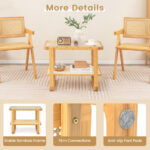 Bamboo Side Table with Glass Top and Rattan Shelf 14 Bamboo Side Table with Glass Top and Rattan Shelf