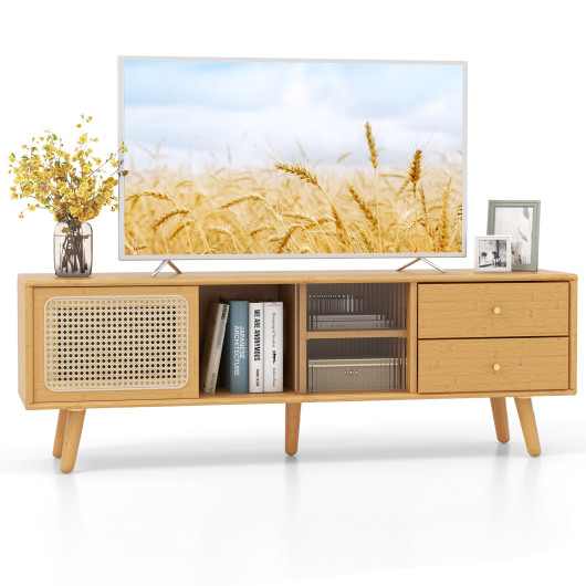 Bamboo TV Stand with Storage for TVs up to 65 Inch 4 Bamboo TV Stand with Storage for TVs up to 65 Inch - Image 4