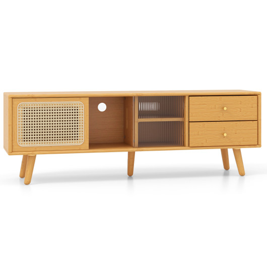 Bamboo TV Stand with Storage for TVs up to 65 Inch 3 Bamboo TV Stand with Storage for TVs up to 65 Inch - Image 3
