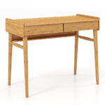 Bamboo Desk with Drawers, Shelf, and Cable Management Slot 11 Bamboo Desk with Drawers, Shelf, and Cable Management Slot