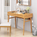 Bamboo Desk with Drawers, Shelf, and Cable Management Slot 13 Bamboo Desk with Drawers, Shelf, and Cable Management Slot