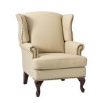 Baptist Beige Genuine Leather Accent Armchair