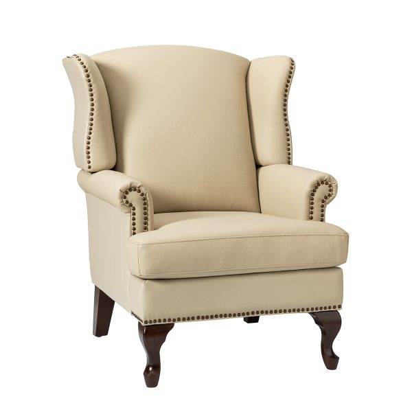 Baptist Beige Genuine Leather Accent Armchair 1