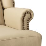 Baptist Beige Genuine Leather Accent Armchair