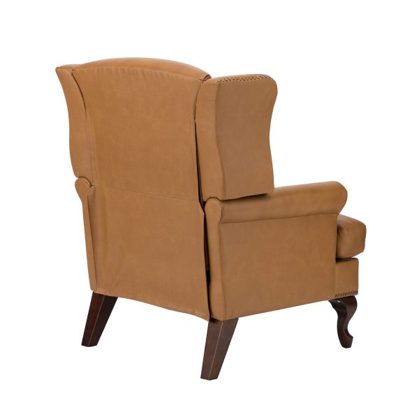 Baptist Camel Genuine Leather Nailhead Trim Armchair 2