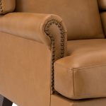 Baptist Camel Genuine Leather Nailhead Trim Armchair