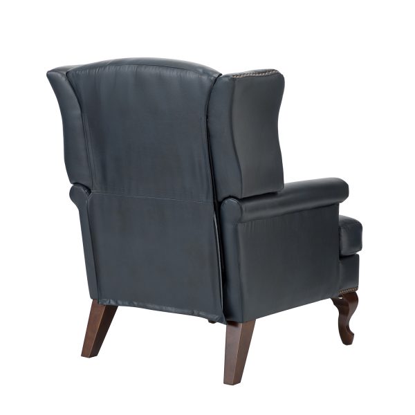 Baptist Navy Genuine Leather Nailhead Trim Accent Armchair 2