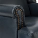 Baptist Navy Genuine Leather Nailhead Trim Accent Armchair