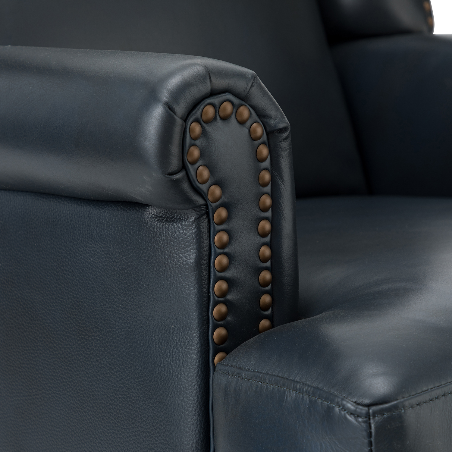 Baptist Navy Genuine Leather Nailhead Trim Accent Armchair 5 Baptist Navy Genuine Leather Nailhead Trim Accent Armchair - Image 5