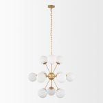 Barbara Brushed Gold Metal w/ Frosted Glass Globes 11-Light Chandelier