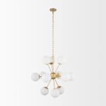 Barbara Brushed Gold Metal w/ Frosted Glass Globes 11-Light Chandelier