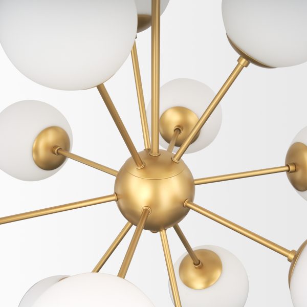 Barbara Brushed Gold Metal w Frosted Glass Globes 11 Light Chandelier 6