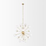 Barbara Brushed Gold Metal w/ Frosted Glass Globes 18-Light Chandelier
