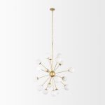 Barbara Brushed Gold Metal w/ Frosted Glass Globes 18-Light Chandelier