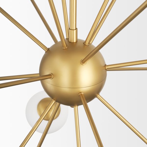 Barbara Brushed Gold Metal w Frosted Glass Globes 18 Light Chandelier 7