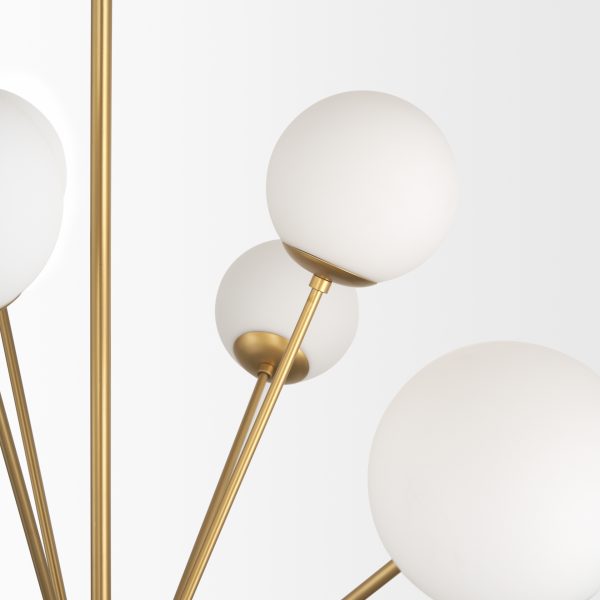 Barbara Brushed Gold Metal w Frosted Glass Globes 18 Light Chandelier 8
