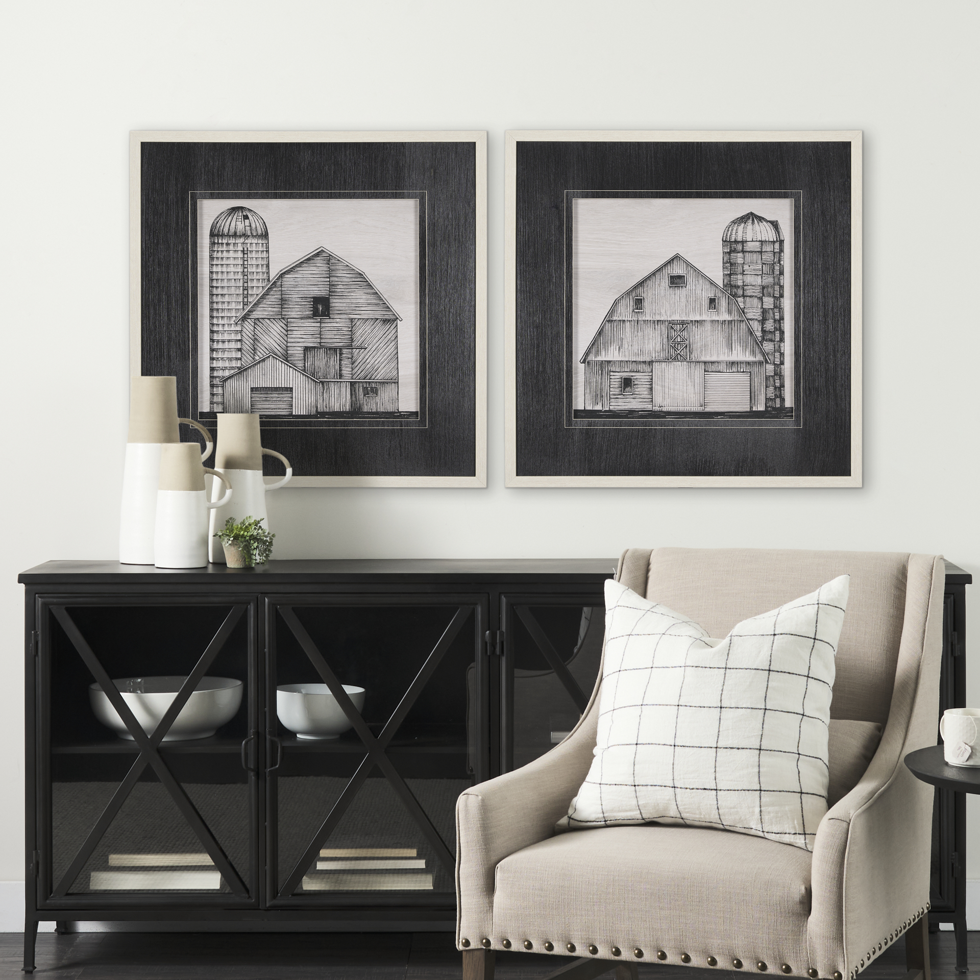 Barn Buildings I by Mercana Studio a Hand Embelished Textured Framed Art Print Matted under Glass 2 Barn Buildings I by Mercana Studio a Hand Embelished Textured Framed Art Print Matted under Glass - Image 2