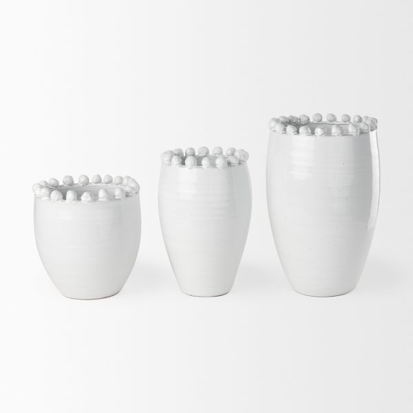 Basin Large Off White Glazed Vase 10