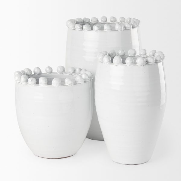 Basin Large Off White Glazed Vase 11