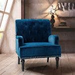 Battista Navy Velvet Glam Nailhead Accent Chair 6 Battista Navy Velvet Glam Nailhead Accent Chair