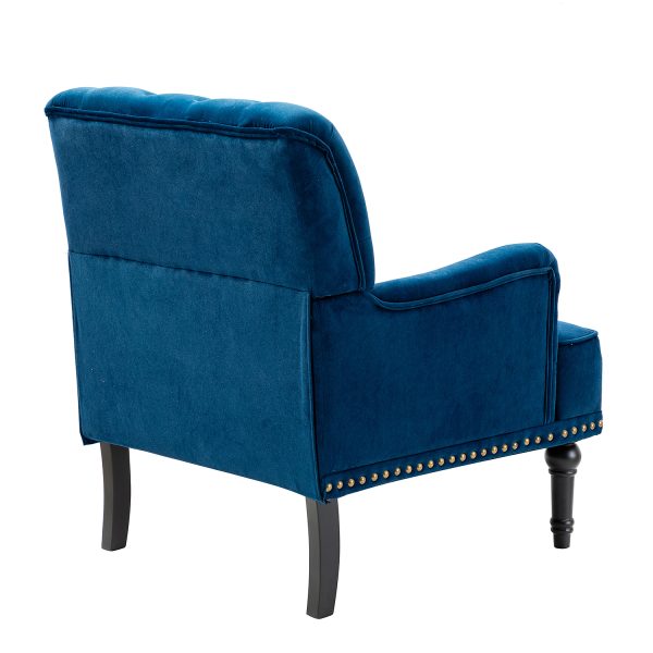 Battista Navy Velvet Glam Nailhead Accent Chair 2